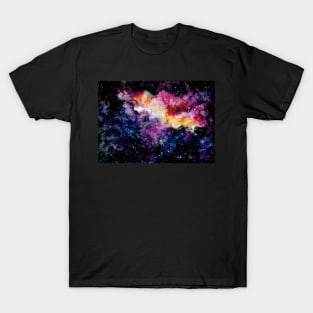 Watercolor Background with Vivid Cloud and Outer Space T-Shirt